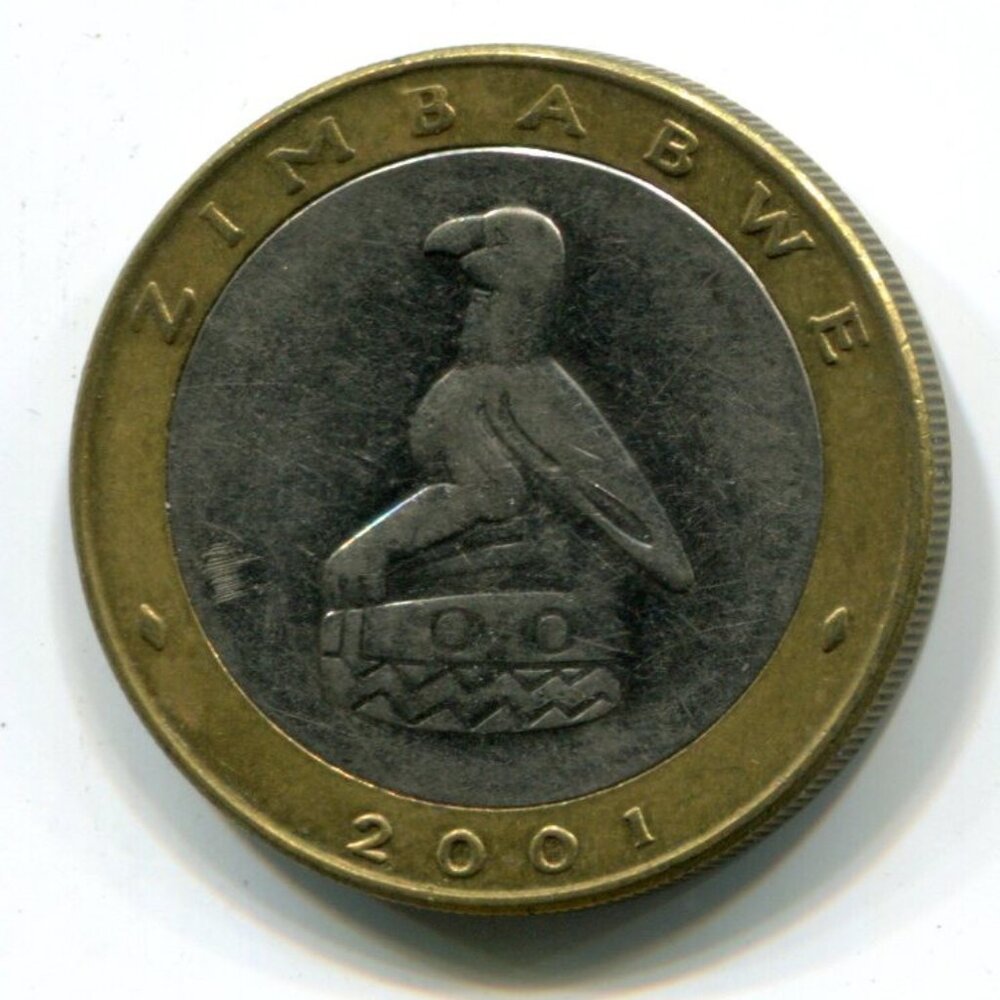 2001 Zimbabwe Bimetallic Rhino $5 Coin (b489-3)